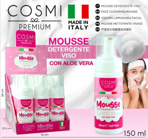 Cosmi Premium Mousse Detergente Viso con Aloe Vera 150ml