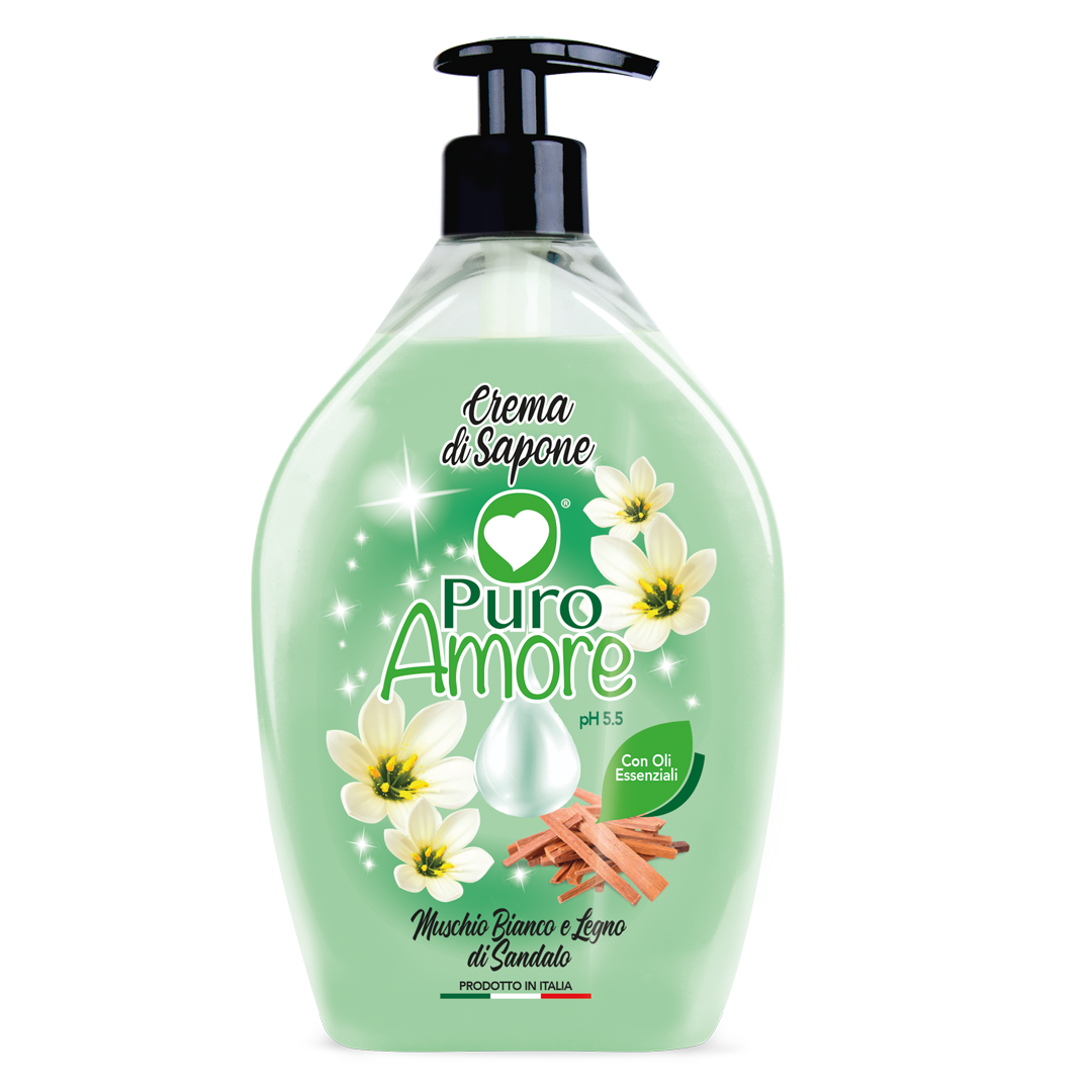Puro Amore Crema di Sapone Muschio Bianco e Legno di Sandalo 750 ml