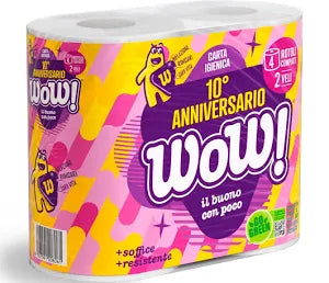WoW! Carta Igienica 10° Anniversario – 4 Rotoli 2 Veli