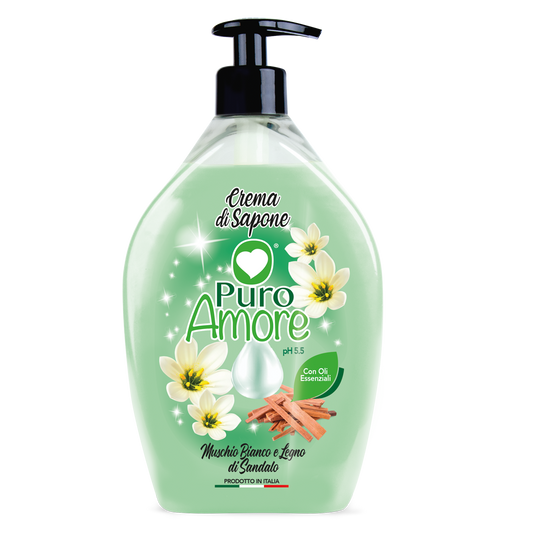 Puro Amore Crema di Sapone Muschio Bianco e Legno di Sandalo 750 ml