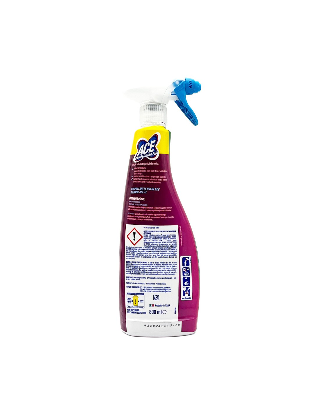 Ace Candeggina Spray +Mousse Igienizzante per Superfici e Bucato 800 ml
