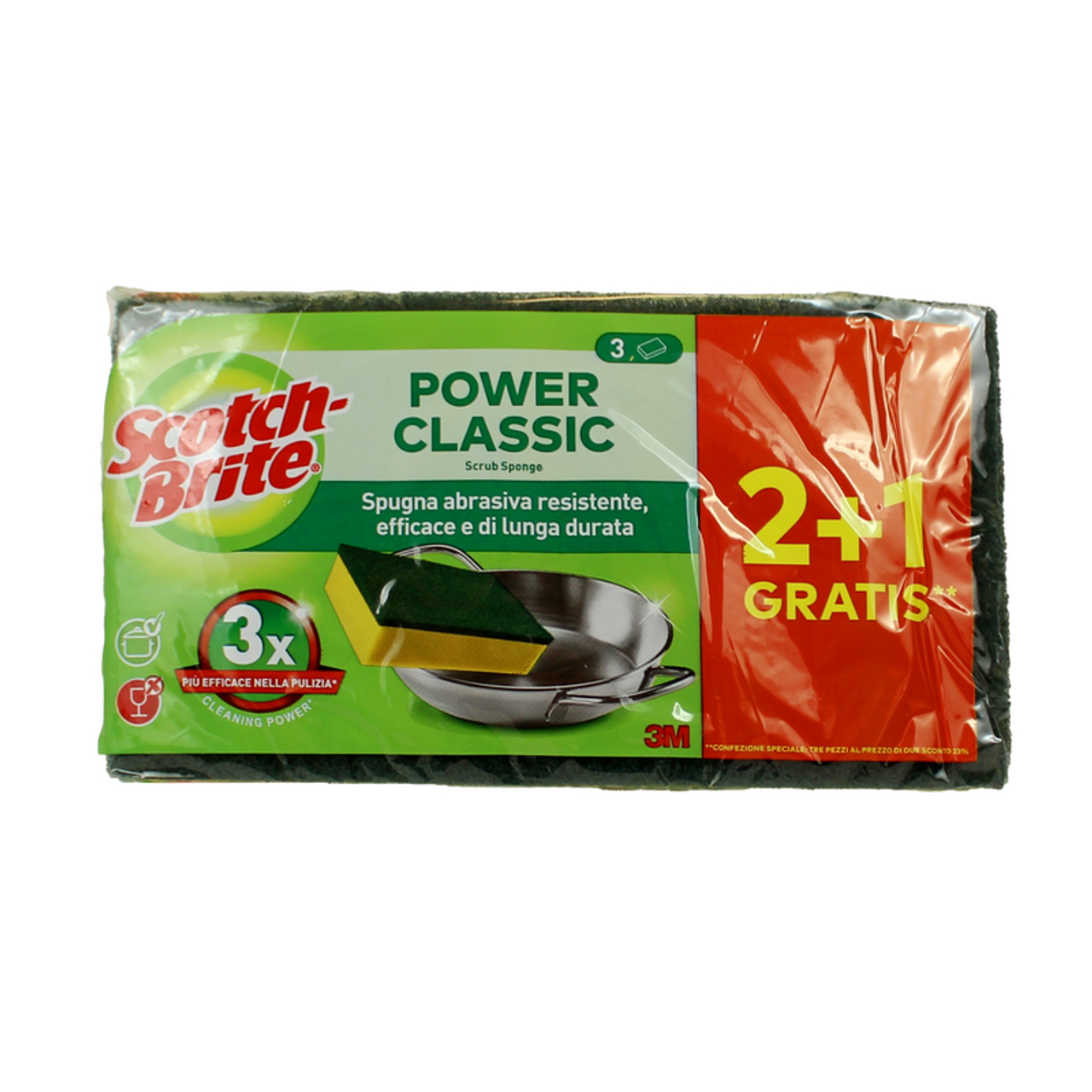SCOTCH BRITE SPUGNA + FIBRAVERDE 2+1 PZ.