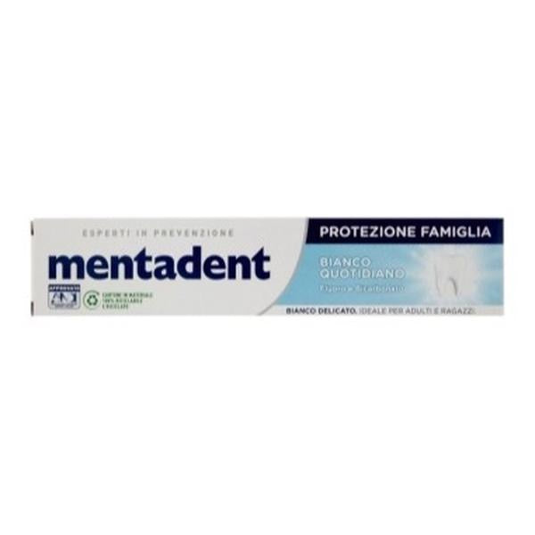 Mentadent Protezione Famiglia Dentifricio Bianco Quotidiano Fluoro e Bicarbonato 75 ml