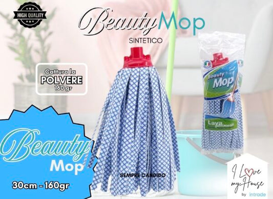 Beauty Mop Sintetico – Bianco Rombo Blu 30cm 160g