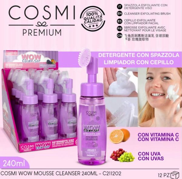 Cosmi WOW Mousse Cleanser Viso 240ml – Uva e Vitamina C