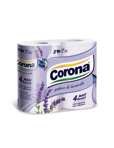 Corona - Carta Igienica Profumo di Lavanda 4 Rotoli Maxi - Balla 10 Confezioni